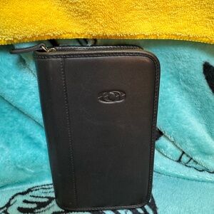 Coach Black Zip-Around Leather Folio Wallet